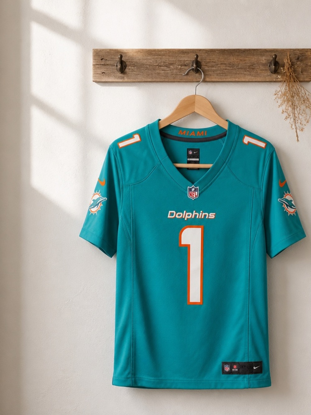 NFL Teal On-Field Jersey Tag with White and Black Accents
